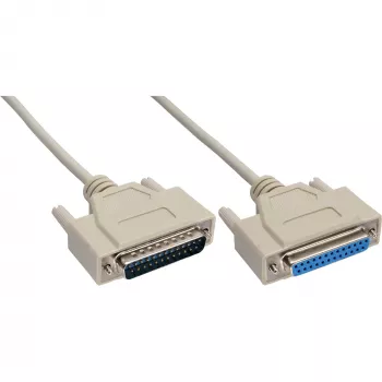 InLine seriālais kabelis ar formētu DB25 spraudni / ligzdu, tiešais, pelēks, 3m