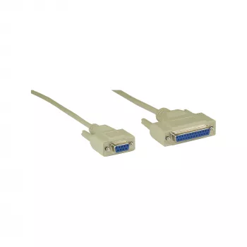 Nulles modema kabelis InLine DB9 sievišķais / DB25 sievišķais 2m bēšs