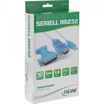 InLine USB–seriālā adaptera kabelis USB A tipa vīrišķais / DB9 vīrišķais 1,8 m