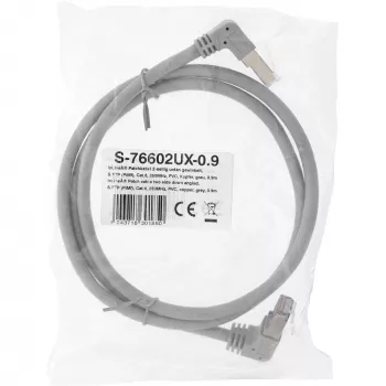 Tīkla kabelis InLine® S-76602U-1.1 leņķa savienotājs Cat.6 1,1 m pelēks