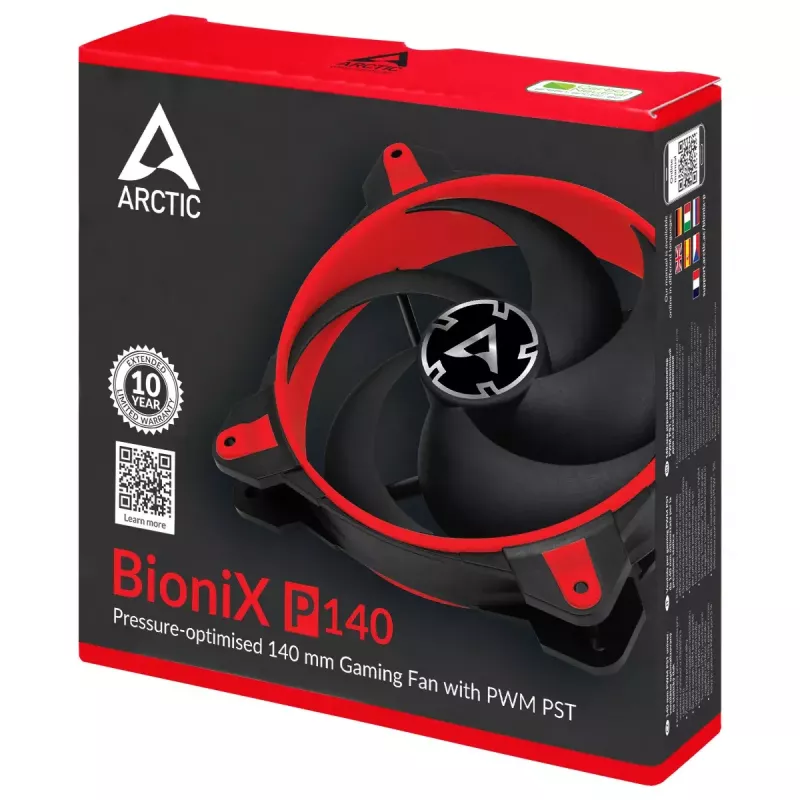ARCTIC BioniX P140 (sarkans) – Spiedienam optimizēts 140 mm spēļu ventilators ar PWM PST