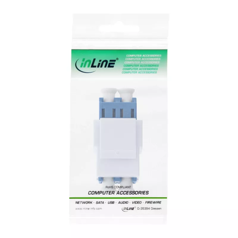 InLine FO Keystone Snap-in adapteris balts, duplekss LC/LC, SM, keramikas uzmava, zils