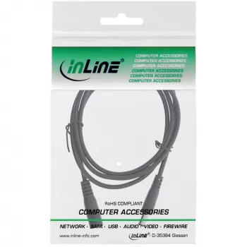 InLine DC pagarinātāja kabelis, DC vīrišķais/sievīšķais 5,5x2,1 mm, AWG 18, melns 1 m