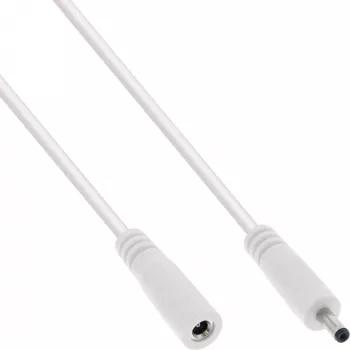 InLine līdzstrāvas pagarinātāja kabelis, DC vīrišķais/sieviešais 3,5x1,35 mm, AWG 18, balts 5 m