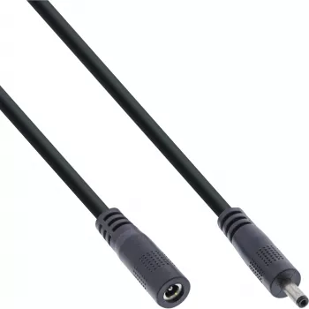 InLine DC pagarinātāja kabelis, DC spraudnis/ligzda 3.5x1.35mm, AWG 18, melns 0.5m