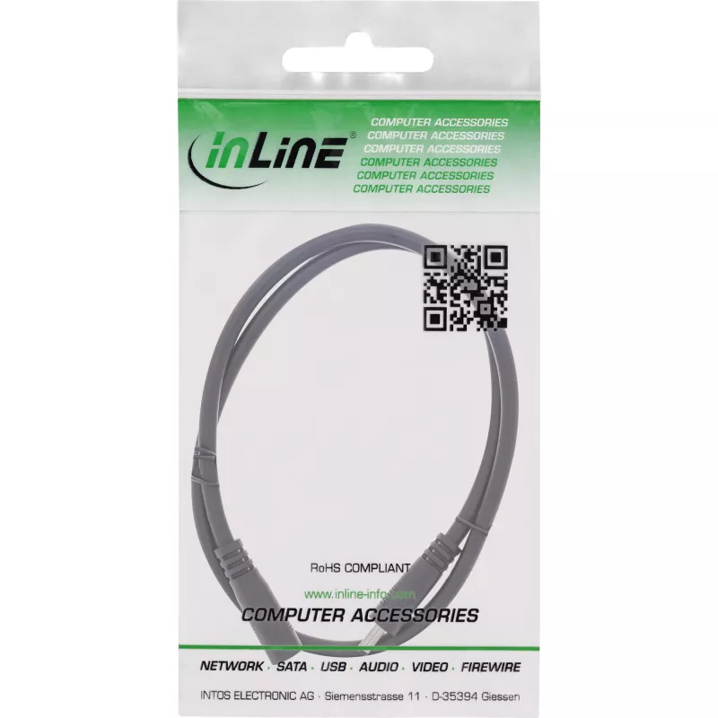 InLine DC pagarinātāja kabelis, DC spraudnis/ligzda 3.5x1.35mm, AWG 18, melns 0.5m