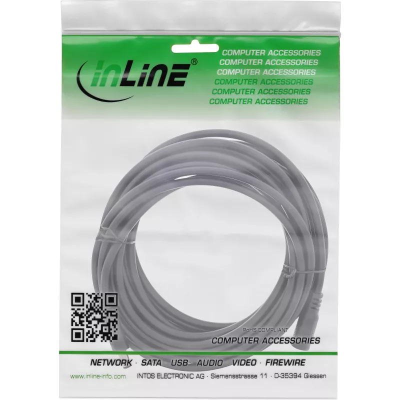 InLine līdzstrāvas pagarinātājkabelis, DC vīrietis/sieviete 5,5x2,1 mm, AWG 18, melns 3 m
