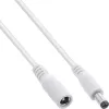 InLine līdzstrāvas pagarinātāja kabelis, DC vīrišķais/sieviešu 5,5x2,1 mm, AWG 18, balts, 5 m