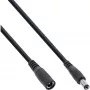InLine DC pagarinātāja kabelis, DC vīrišķais/sieviešu dzimuma 5.5x2.1mm, AWG 18, melns 2m