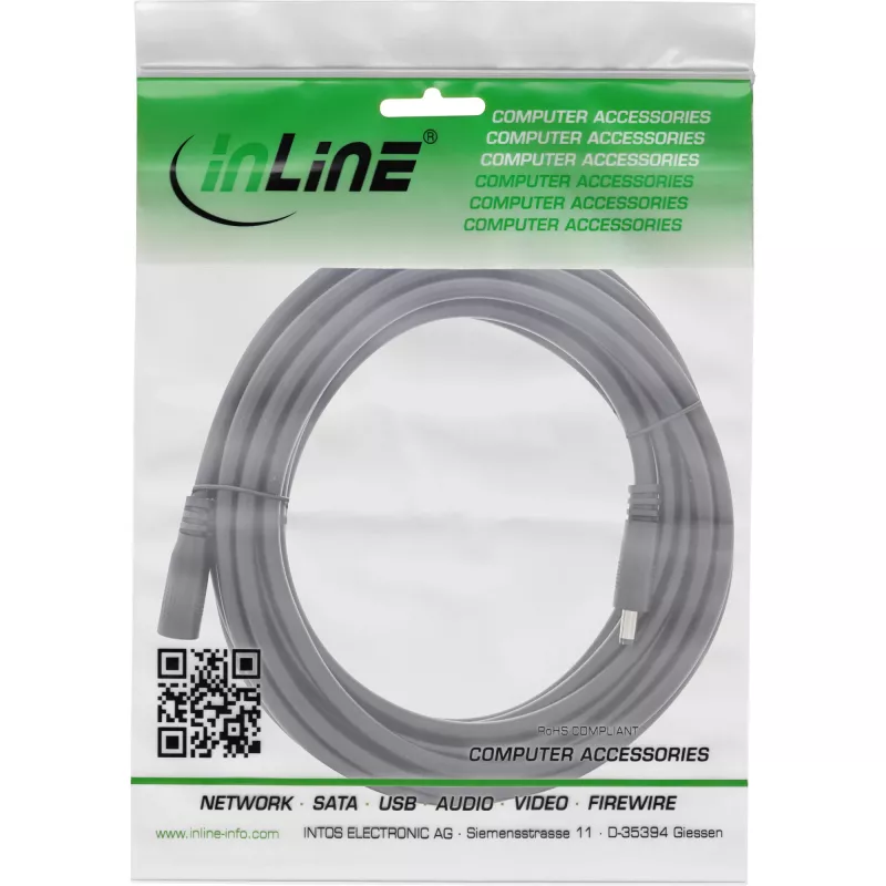 InLine līdzstrāvas pagarinātājkabelis, līdzstrāvas spraudnis/ligzda 4,0x1,7 mm, AWG 18, melns 5 m