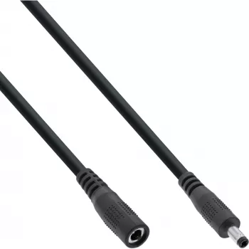 InLine DC pagarinātāja kabelis, DC vīrišķais/sievišķais 4.0x1.7mm, AWG 18, melns 0.5m