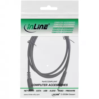 InLine DC pagarinātāja kabelis, DC vīrišķais/sieviešu 4.0x1.7mm, AWG 18, melns, 1m