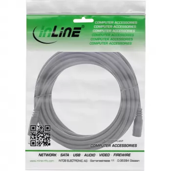 InLine DC pagarinātāja kabelis, DC spraudnis/ligzda 5.5x2.5mm, AWG 18, melns 5m