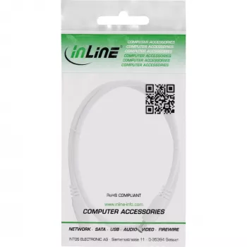 InLine līdzstrāvas pagarinātājs, DC vīrišķais/sieviešu 5.5x2.5mm, AWG 18, balts 5m