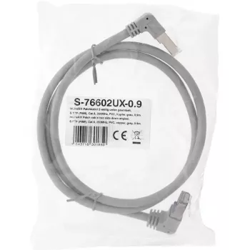 InLine komutācijas kabelis ar leņķveida spraudņiem uz leju abos galos, S/FTP (PiMf), Cat.6, 250 MHz, PVC, varš, pelēks, 1,1 m