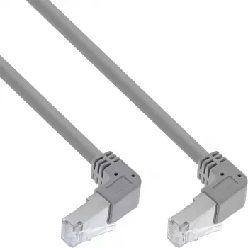 InLine komutācijas kabelis ar leņķveida spraudņiem uz leju abos galos, S/FTP (PiMf), Cat.6, 250 MHz, PVC, varš, pelēks, 1,1 m