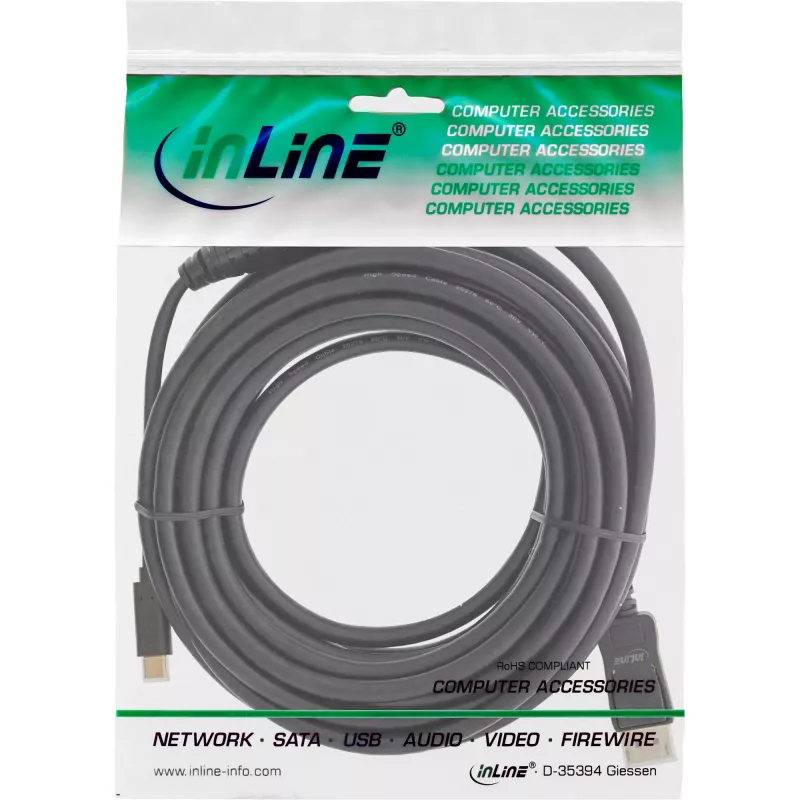 InLine USB displeja kabelis, USB-C vīrišķais uz DisplayPort vīrišķo, 7,5 m