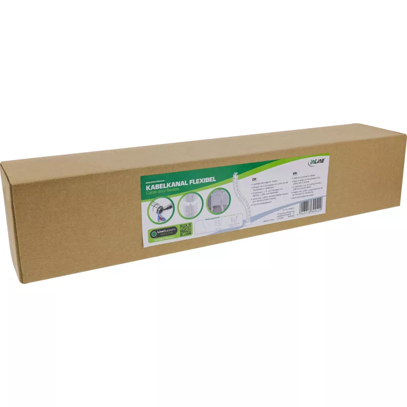 Kabeļu kanāls, InLine 59997C elastīgs vertikāls galda kanāls, 2 kameru, 0,80 m, balts