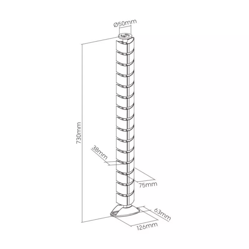 InLine kabeļu kanāls elastīgs, vertikāls galdiem, 2 kameru, 0,80 m melns