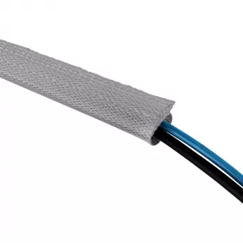 InLine kabeļu apvalks, auduma uzmava ar āķa-cilpas stiprinājumu, 1m x 25mm pelēka