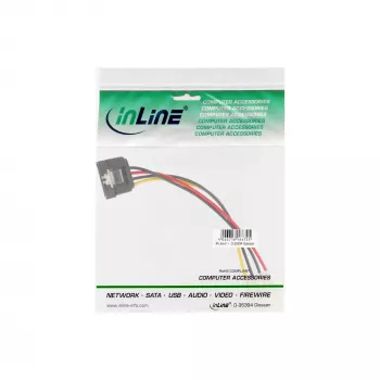 InLine SATA strāvas adaptera kabelis 4pin Molex / 15pin SATA ar fiksatoru, 0,30 m