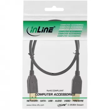InLine USB 2.0 kabelis, AM/AM, melns, zelta pārklājuma kontakti, 5 m