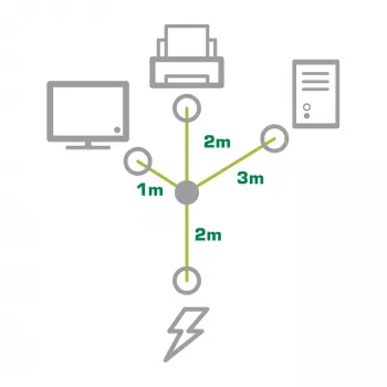 InLine Y-veida strāvas kabelis 1x CEE 7/7 leņķveida / 3x 3 kontaktu IEC C13 vīrišķais, v3 (2m+1/3/2m)