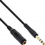 InLine austiņu pagarinātāja kabelis 6,3 mm stereo vīr./siev., zeltīti kontakti, melns, 2 m