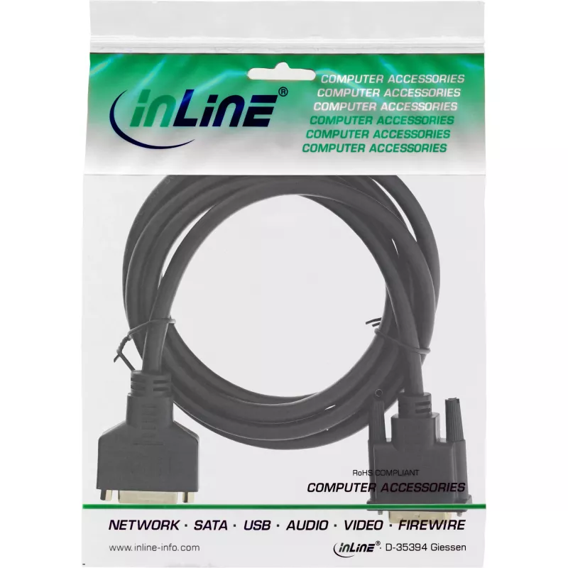 InLine DVI-D vads Premium 24+1, vīrišķais- sievišķais, Dual Link, zeltīti kontakti, 3 m, 17763P