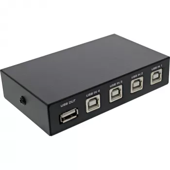 InLine USB 2.0 slēdzis manuāls USB-A ierīcei ar 4 datoriem (vadu savienojums)