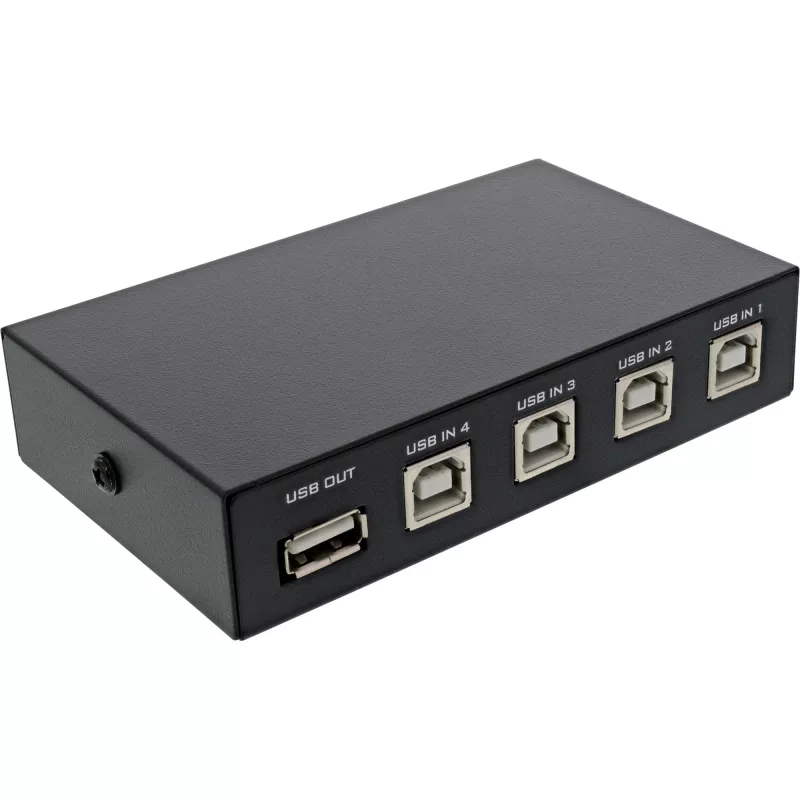 InLine USB 2.0 slēdzis manuāls USB-A ierīcei ar 4 datoriem (vadu savienojums)