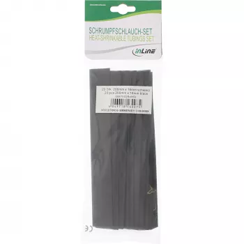 Termosarūkošā caurule InLine 200 mm, diametrs 16 mm → 8 mm, 20 gab., melna