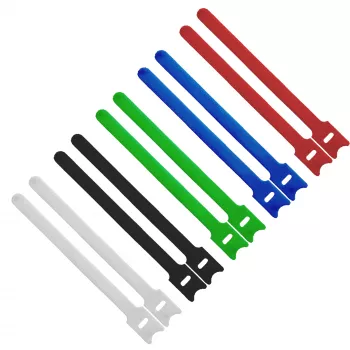 InLine kabeļu saites ar āķi un cilpu stiprinājums 12x200mm 10 gab. 5 krāsas