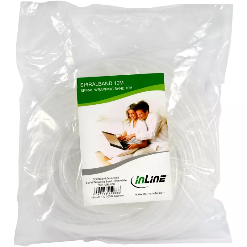 Spirāles aptinuma lente 10 m, 16 mm diametrā, balta – InLine