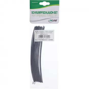 Termosrūkošo caurulīšu komplekts InLine 200 mm, diametrs 1,5 mm → 0,75 mm, 20 gab.