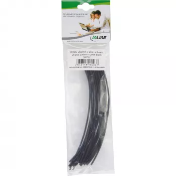Termosarukuma caurulītes InLine 200 mm, sarukuma attiecība 2 mm → 1 mm, 20 gab., melnas