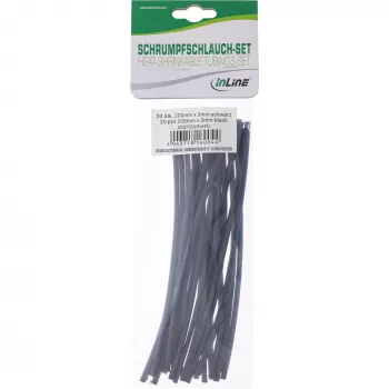 Termosarukuma caurulītes InLine 200 mm, 3 mm → 1,5 mm, 20 gab., melnas