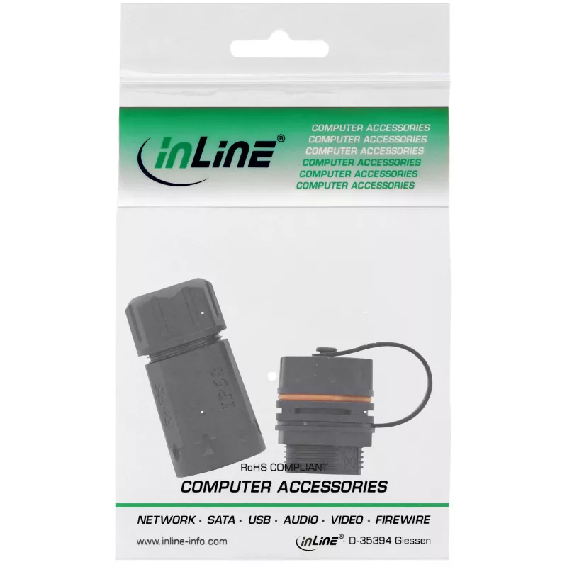 InLine Cat.6A savienotājs, ūdensnecaurlaidīgs IP68, 2x RJ45 F/F, 1:1