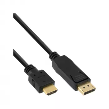 InLine 30gab. lieltirgus iepakojums DisplayPort uz HDMI pārveidotāja kabelis, melns, 2m