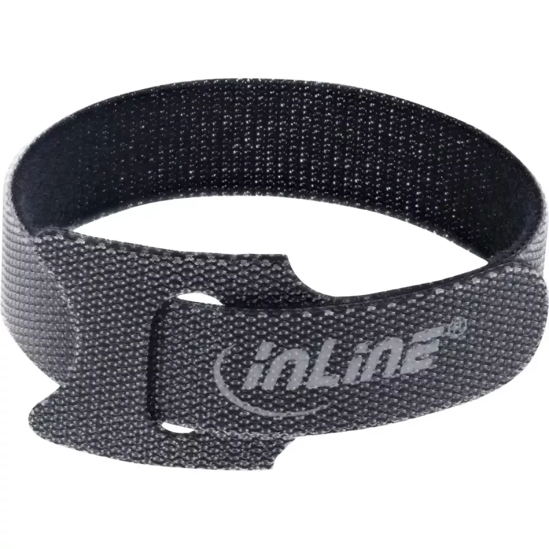 InLine kabeļsaišu siksnas ar āķa-cilpas stiprinājumu 180x12mm 10 gab. melns