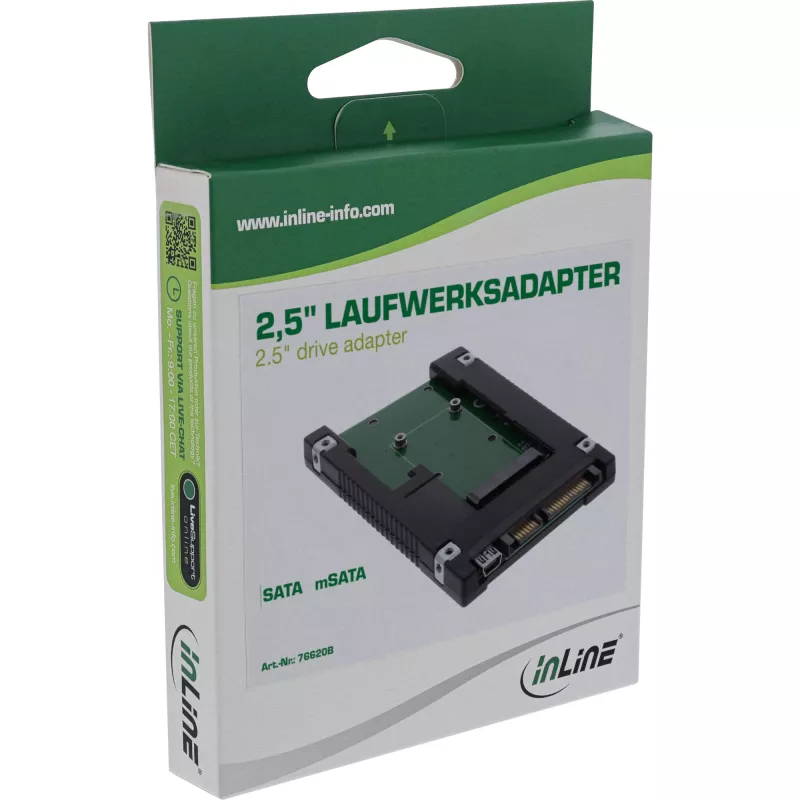 InLine Drive Adapter 2.5 inch SATA to mSATA SSD 76620B Melns