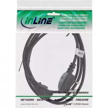 InLine strāvas kabelis Lielbritānijas kontaktdakša / 3 kontaktu IEC C13 kontaktdakša, 2m, 2 m, IEC C13, H05VV-F