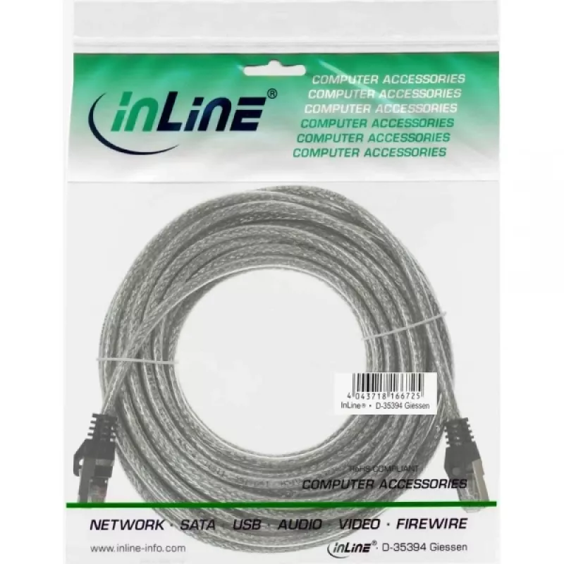 InLine komutācijas kabelis SF/UTP Cat.5e caurspīdīgs 7.5m, 7.5 m, Cat5e, SF/UTP (S-FTP), RJ-45, RJ-45, Caurspīdīgs