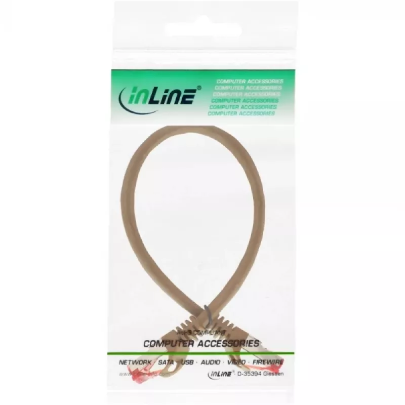 InLine komutācijas kabelis S/FTP PiMF Cat.6 250MHz PVC varš brūns 0.25m
