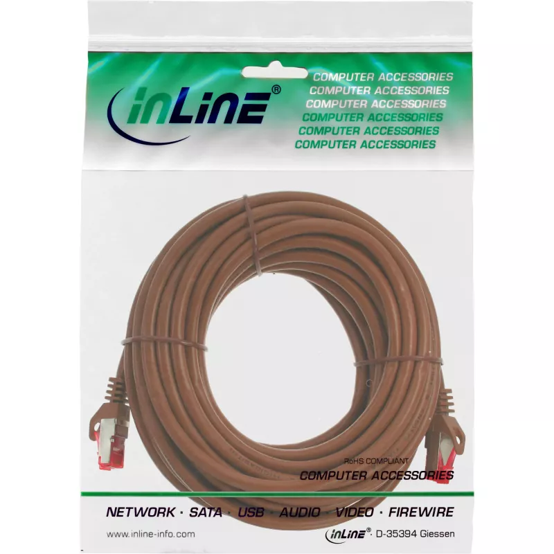 InLine komutācijas kabelis S/FTP PiMF Cat.6 250MHz PVC varš brūns 15m