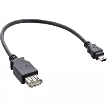 InLine USB 2.0 kabelis A ligzda / Mini 5 kontaktu spraudnis 0,2 m, 0,2 m, Mini-USB B, USB A, USB 2.0, Vīrišķais/Sievišķais, Melns