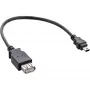 InLine USB 2.0 kabelis A ligzda / Mini 5 kontaktu spraudnis 0,2 m, 0,2 m, Mini-USB B, USB A, USB 2.0, Vīrišķais/Sievišķais, Melns