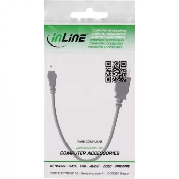 InLine USB 2.0 kabelis A ligzda / Mini 5 kontaktu spraudnis 0,2 m, 0,2 m, Mini-USB B, USB A, USB 2.0, Vīrišķais/Sievišķais, Melns
