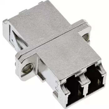 InLine optisko šķiedru adapteris, metāla, dupleksais LC/LC, vienmoda, keramikas uzmava ar atloku