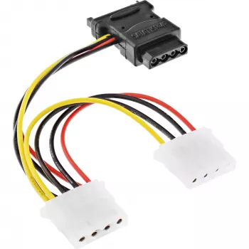 SATA strāvas kabelis SATA sievišķais / 3x 4 kontaktu Molex vīrišķais 0,15 m InLine 29679